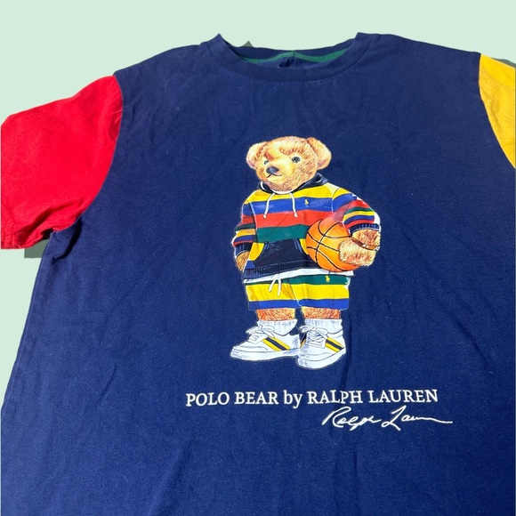 Polo Ralph Lauren Boys M 10-13 Polo Bear T-Shirt Red Blue Yellow Short Sleeve - Picture 2 of 6